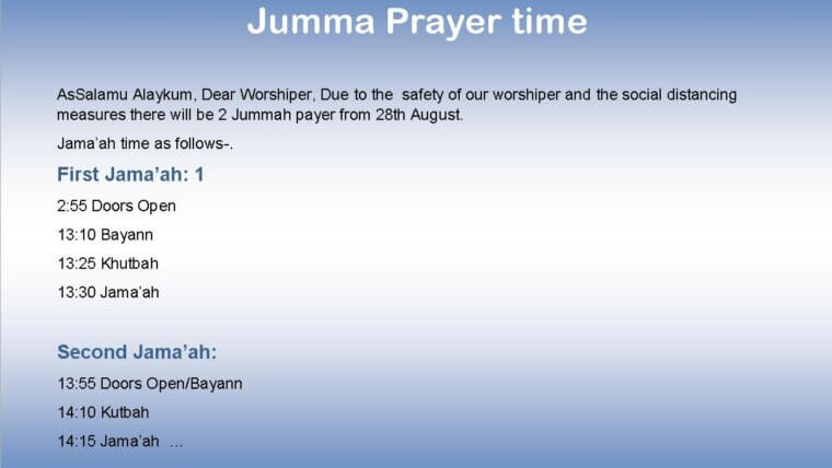 Jumma Prayer time